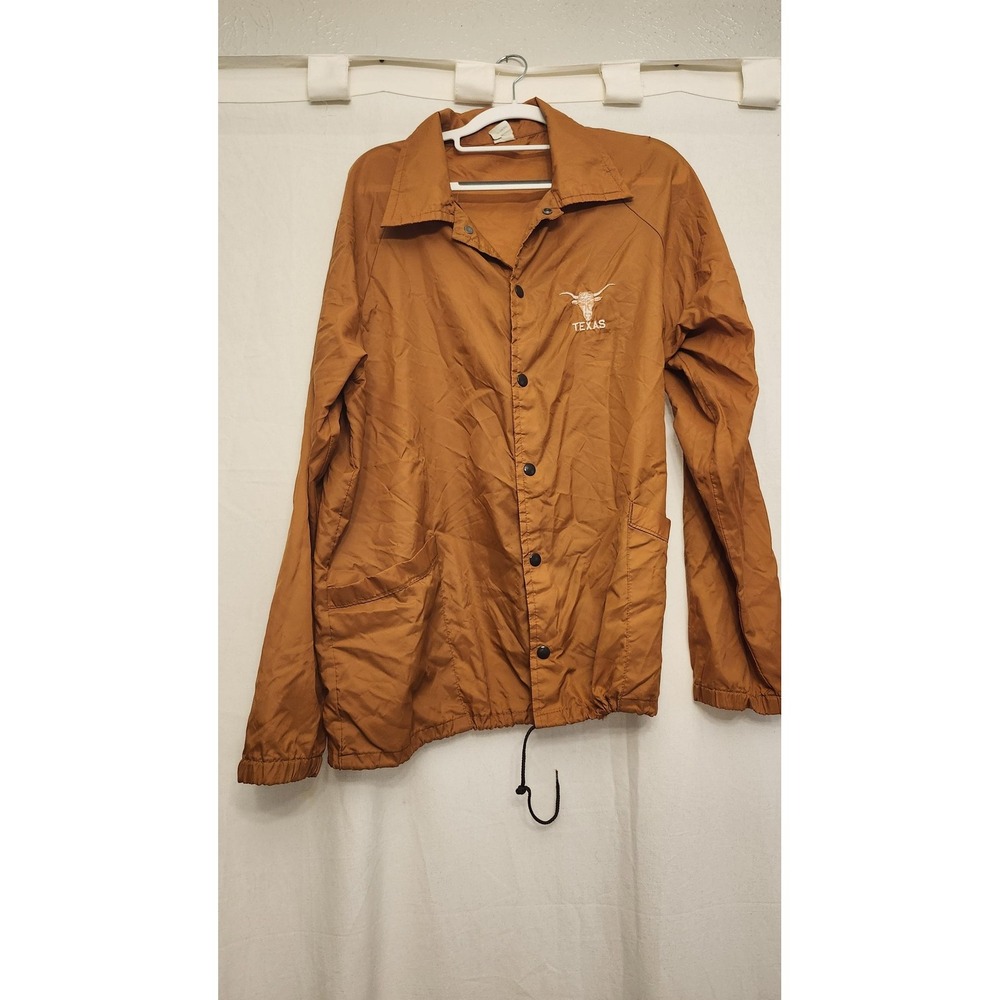 Vintage Texas Longhorns Jacket Mens Large Orange NCAA‎ Football 80's STAIN